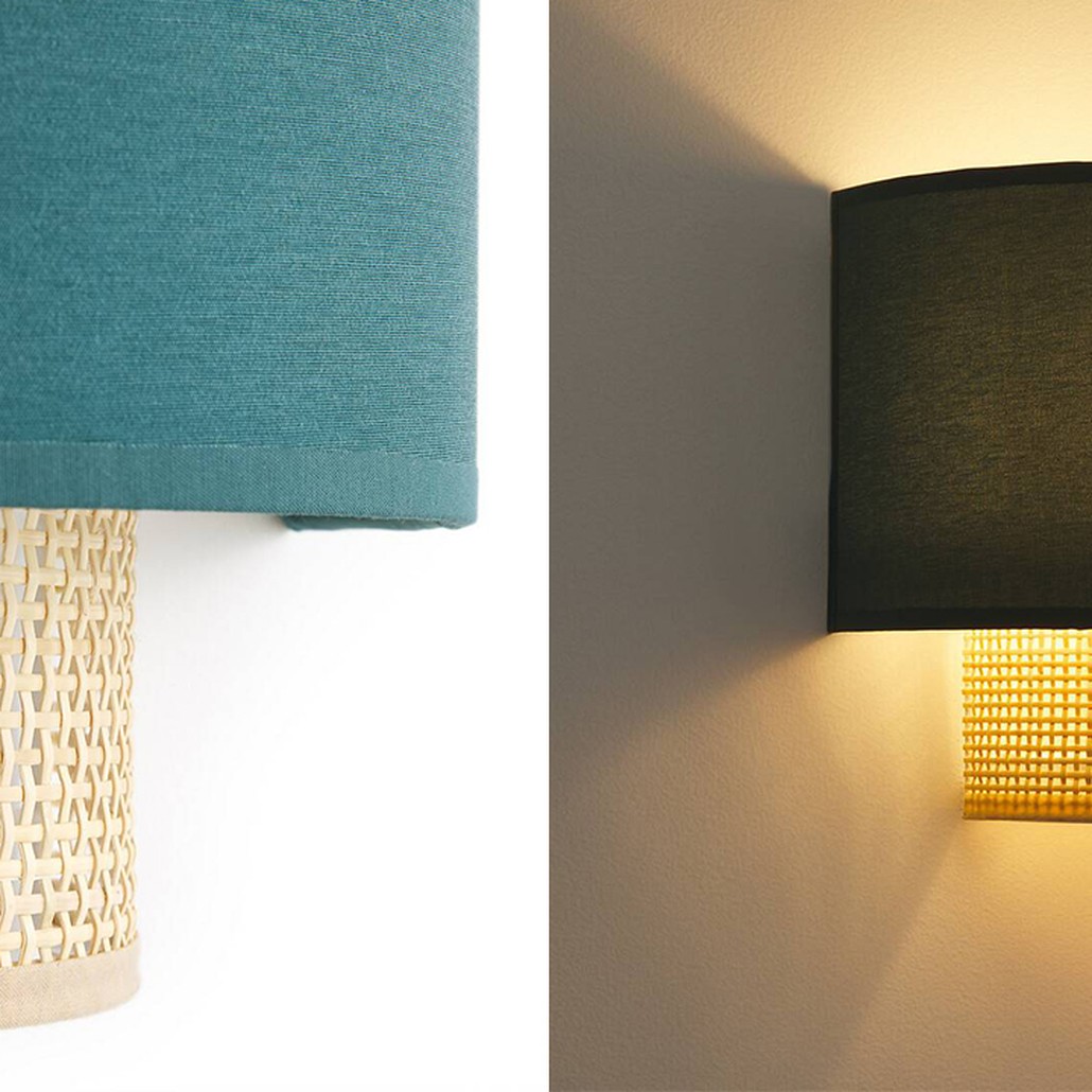 Бра Ottar Wicker Turquoise lampshade