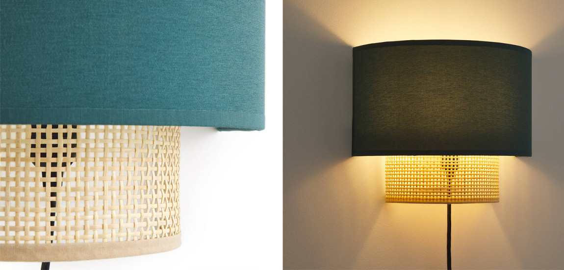 Бра Ottar Wicker Turquoise lampshade