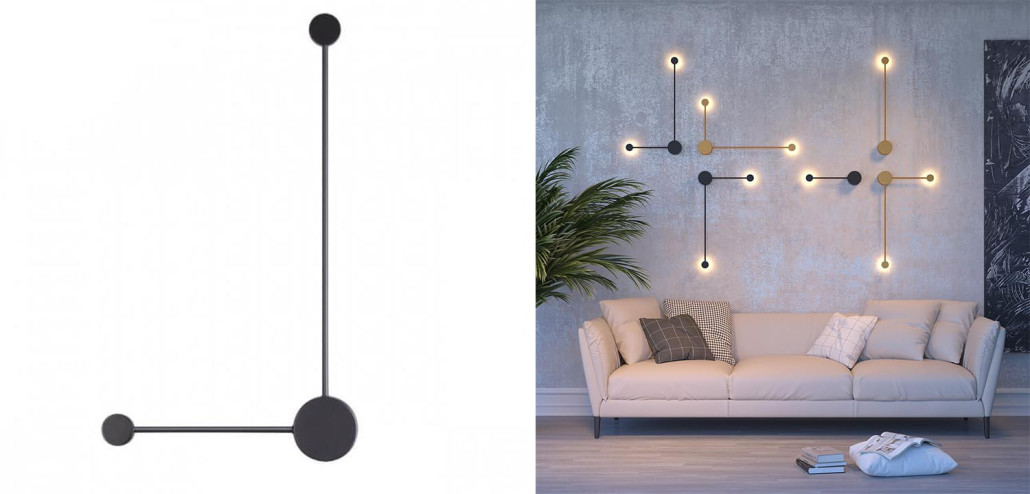 Бра Pin Wall Light Black Angle