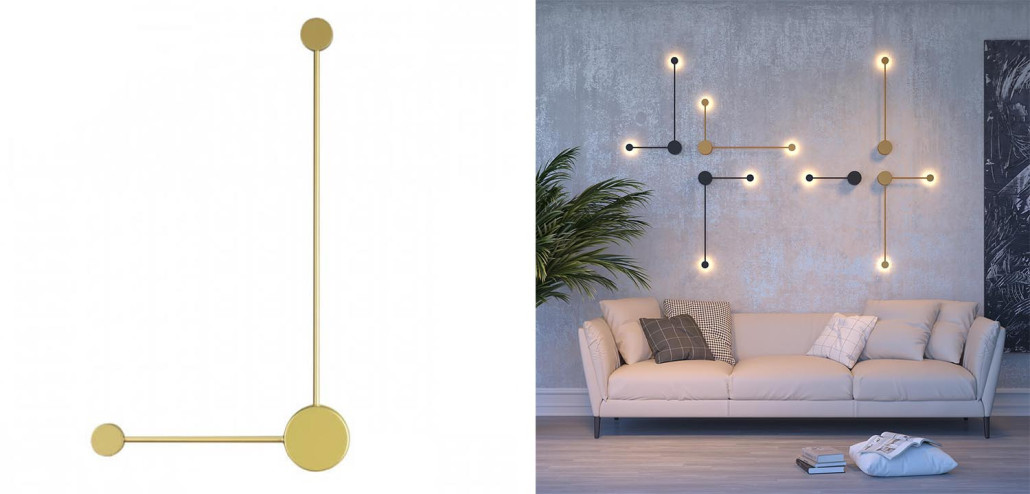Бра Pin Wall Light Gold Angle