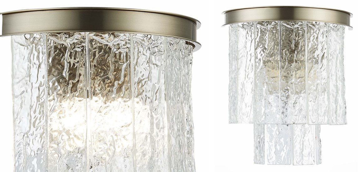 Бра Renea Textured Glass Wall Lamp Nickel