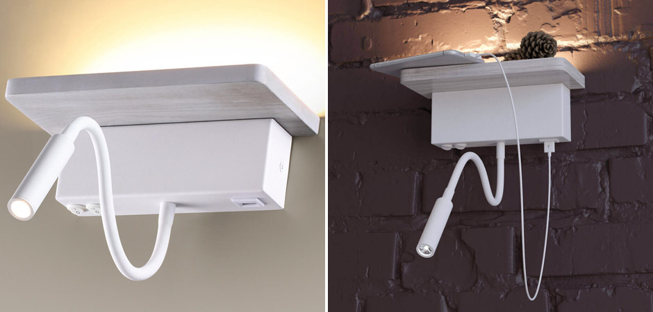 Бра Shirk Белое с USB входом