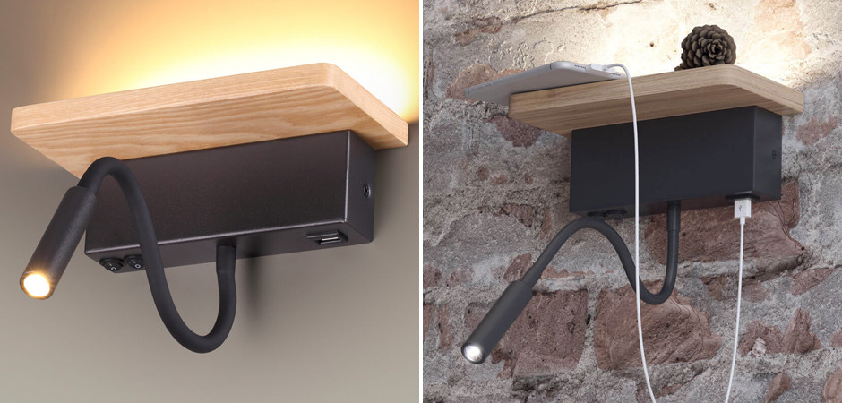 Бра Shirk Черное с USB входом