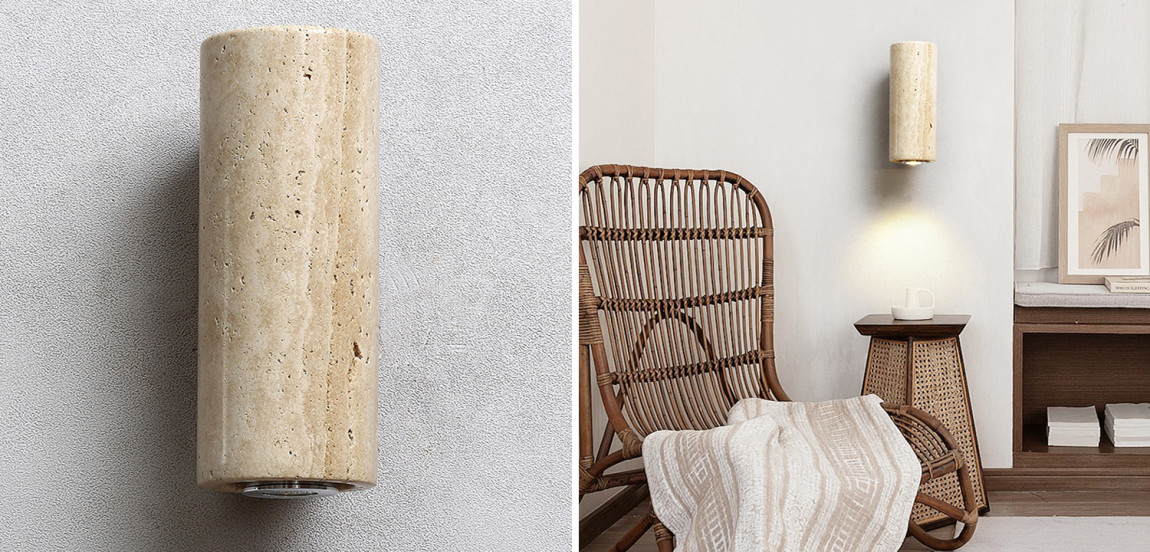 Бра Travertine Cylinder Spot Wall Lamp