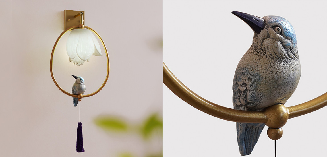 Бра White Flower and bird Sconce