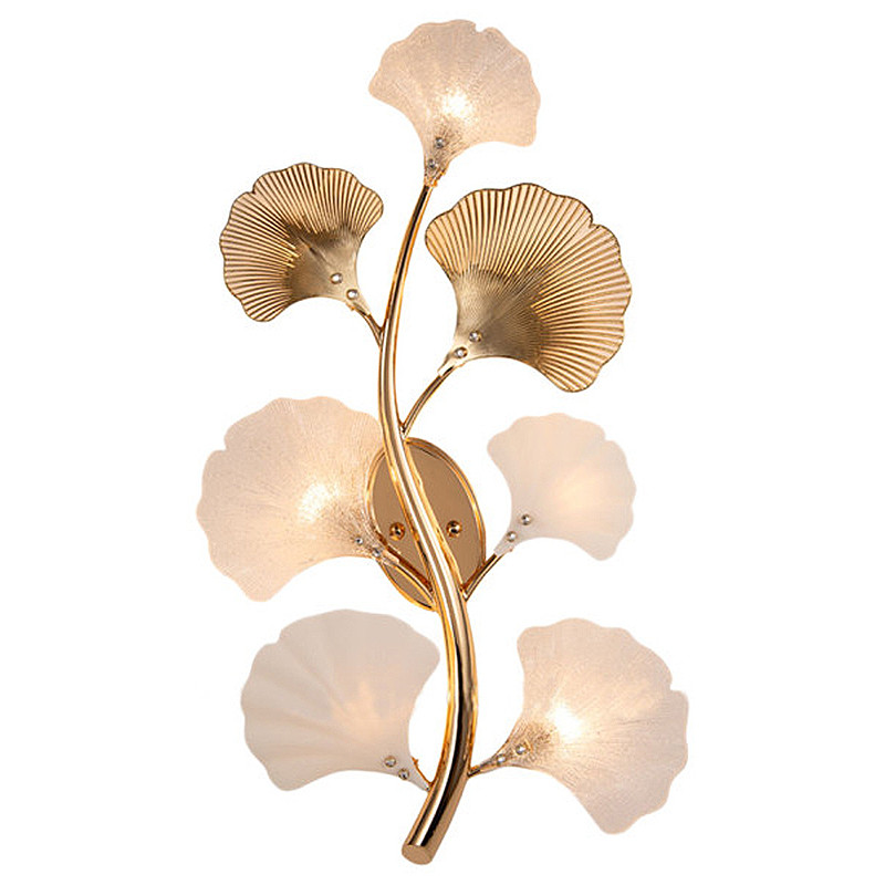 Бра в виде ветви с листьями белого и золотистого цвета Ariane Wall Lamp