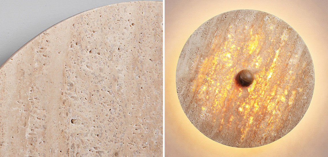 Бра в виде диска из траверта JOAR B TRAVERTINE WALL B