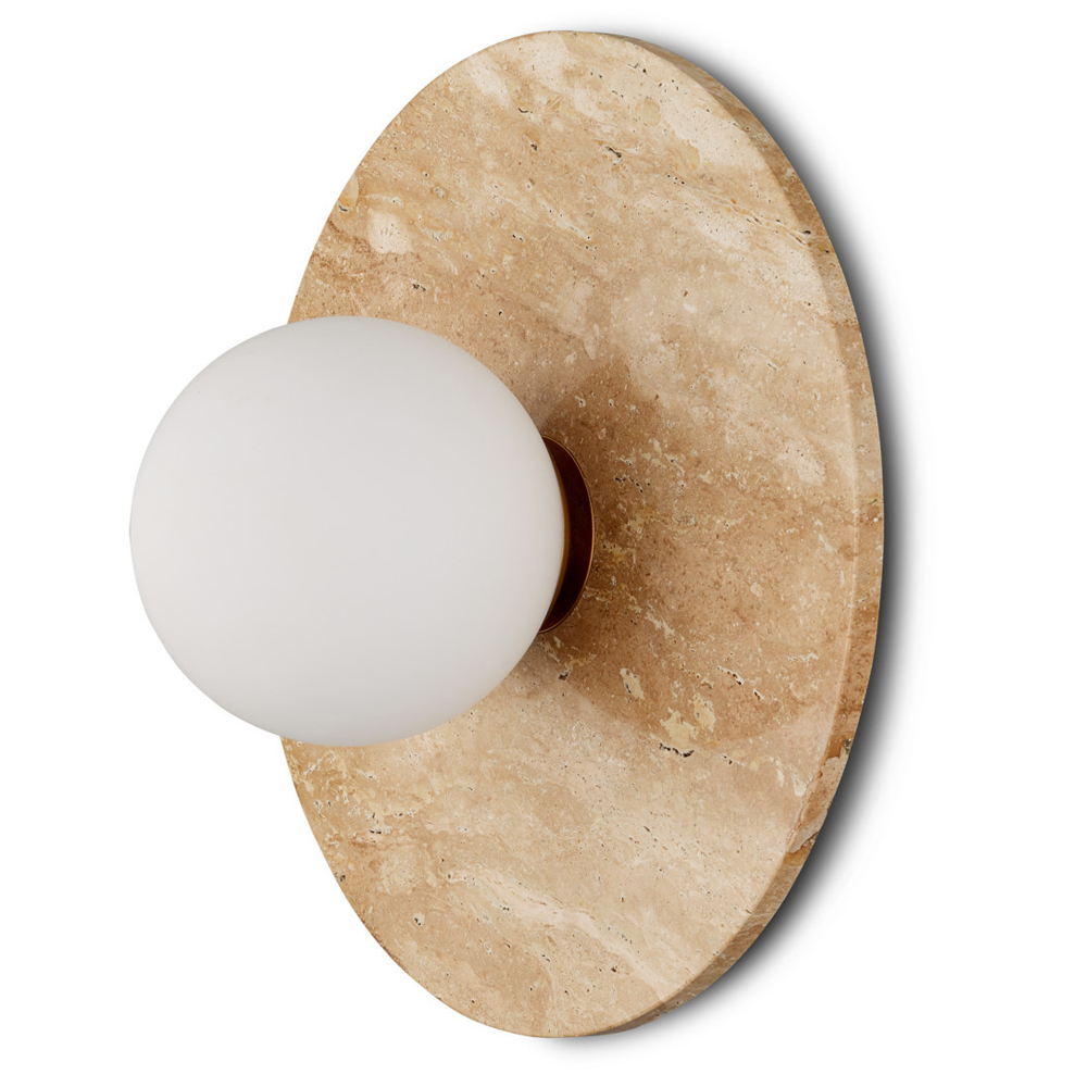 Бра в виде диска с плафоном из матового белого стекла Marble Glow