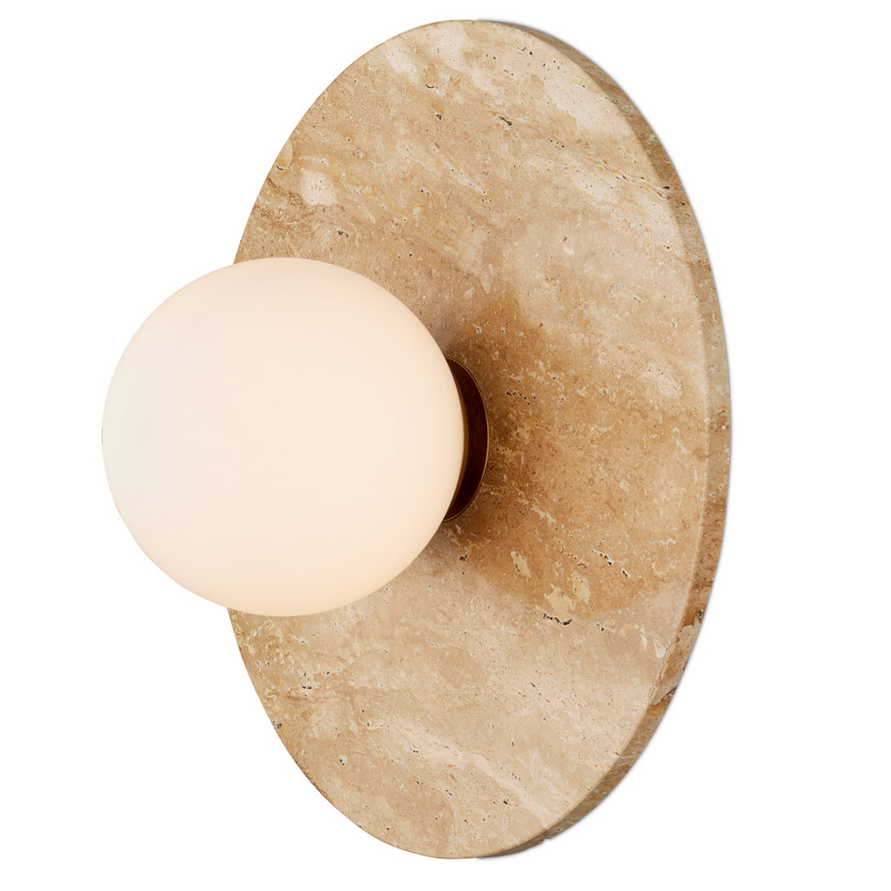 Бра в виде диска с плафоном из матового белого стекла Marble Glow
