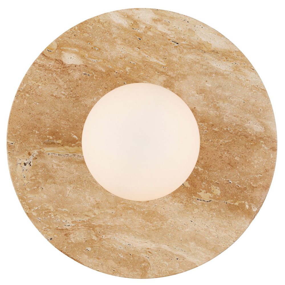 Бра в виде диска с плафоном из матового белого стекла Marble Glow