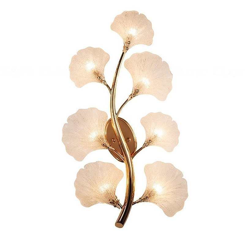 Бра в виде золотистой ветви с прозрачными листьями Andrea Wall Lamp