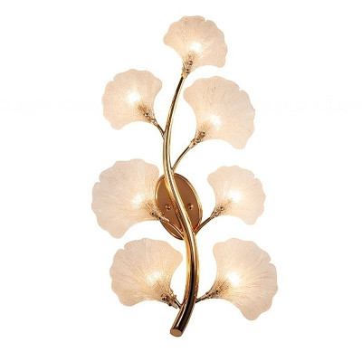 Бра в виде золотистой ветви с прозрачными листьями Andrea Wall Lamp
