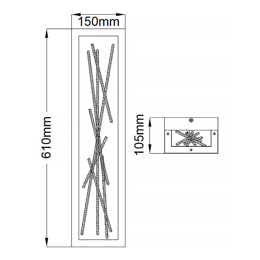 Бра в прямоугольной черной рамке с декором в виде ветвей в золотой отделке Hinkley