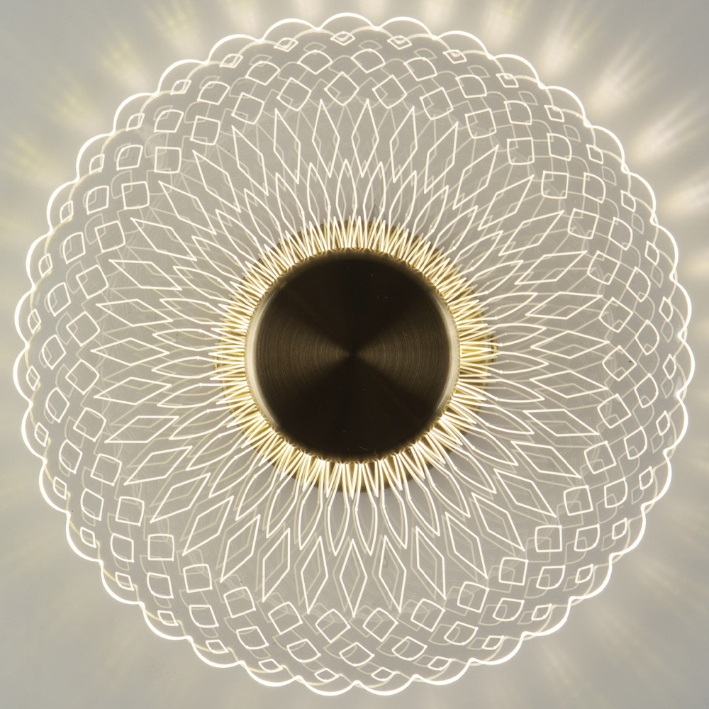 Бра в форме диска Loggia White Patterns Acrylic Wall Lamp