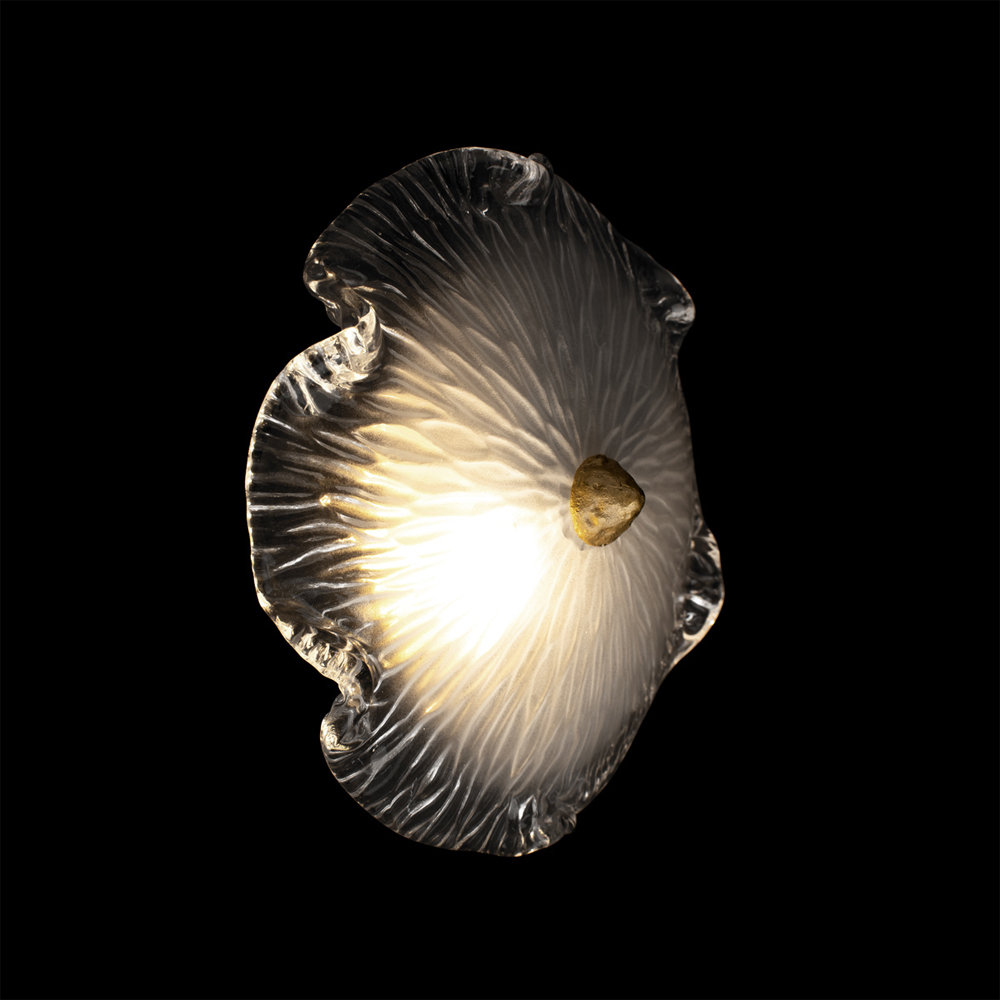 Бра в форме прозрачного стеклянного цветка с рельефной текстурой Textured Glass