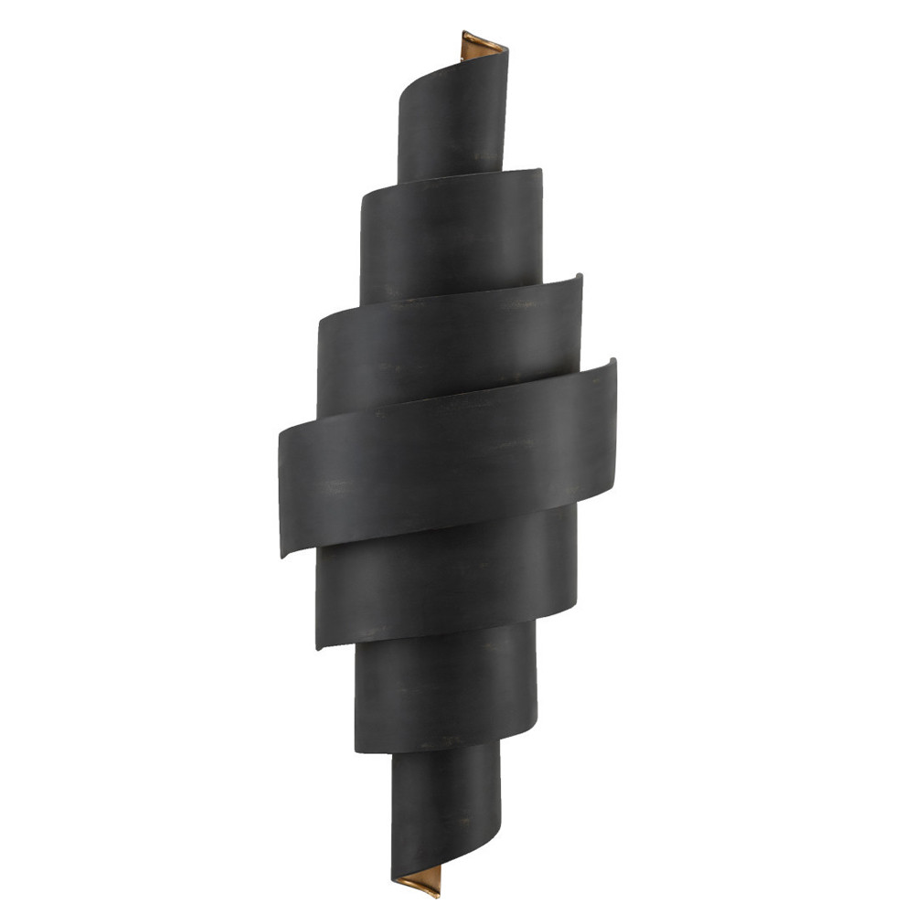 Бра в форме спирали черное с золотой внутренней отделкой Warm Glow