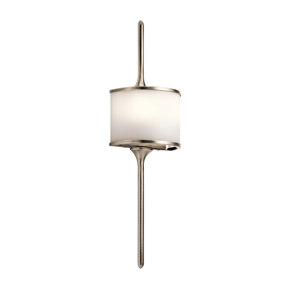 Бра вертикальное с белым полукруглым плафоном и длинным стержнем S Kichler