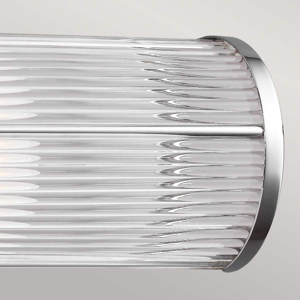 Бра для ванных комнат горизонтальное с 2-мя прозрачными рифлеными цилиндрическими плафонами Feiss