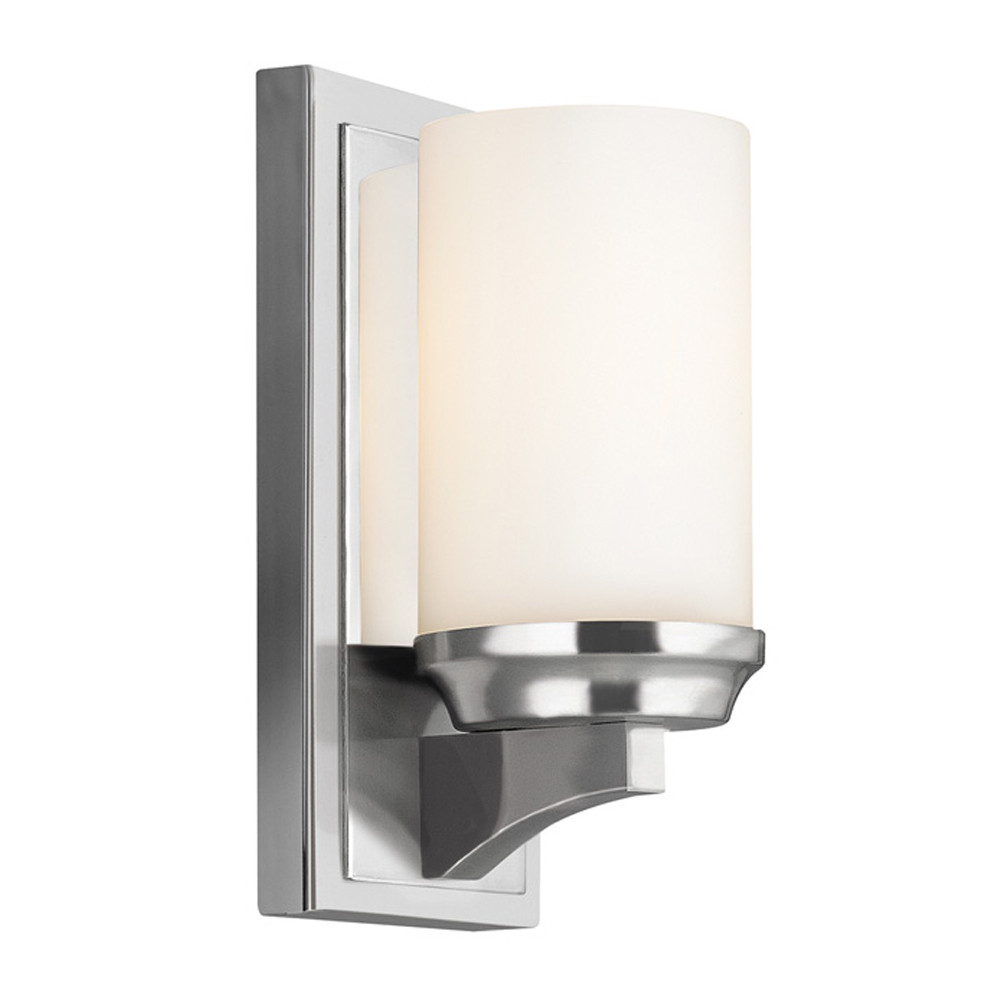 Бра для ванных комнат с белым цилиндрическим плафоном на прямоугольном основании цвета хром Feiss