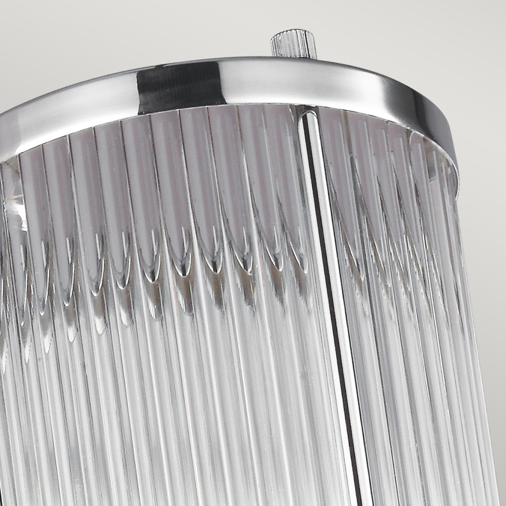 Бра для ванных комнат с прозрачным рифленым цилиндрическим плафоном на прямоугольном зеркальном основании Feiss