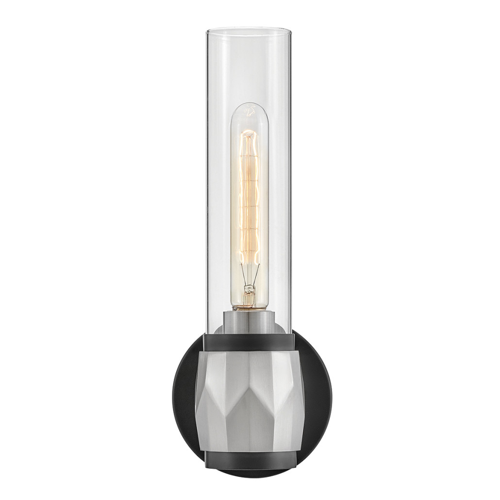 Бра для ванных комнат с прозрачным стеклянным плафоном в форме цилиндра Hinkley