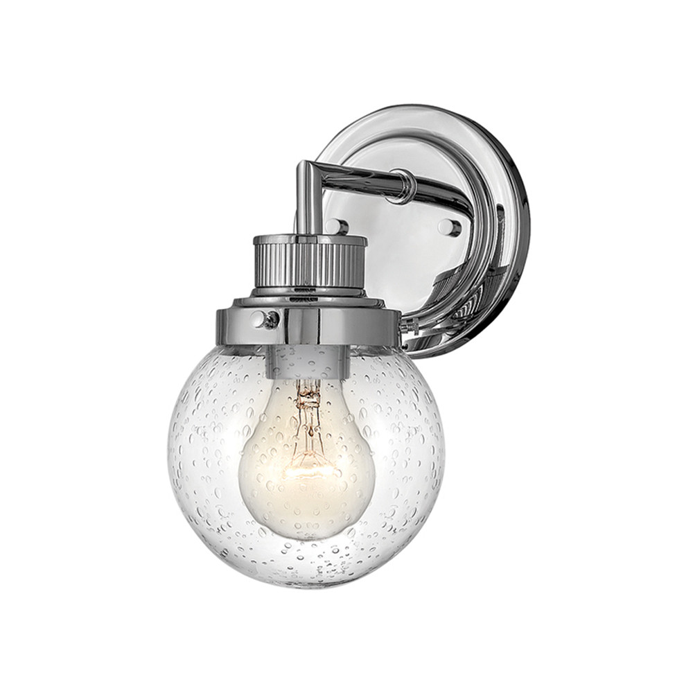 Бра для ванных комнат с прозрачным шарообразным плафоном из стекла с пузырьками на круглом основании Hinkley