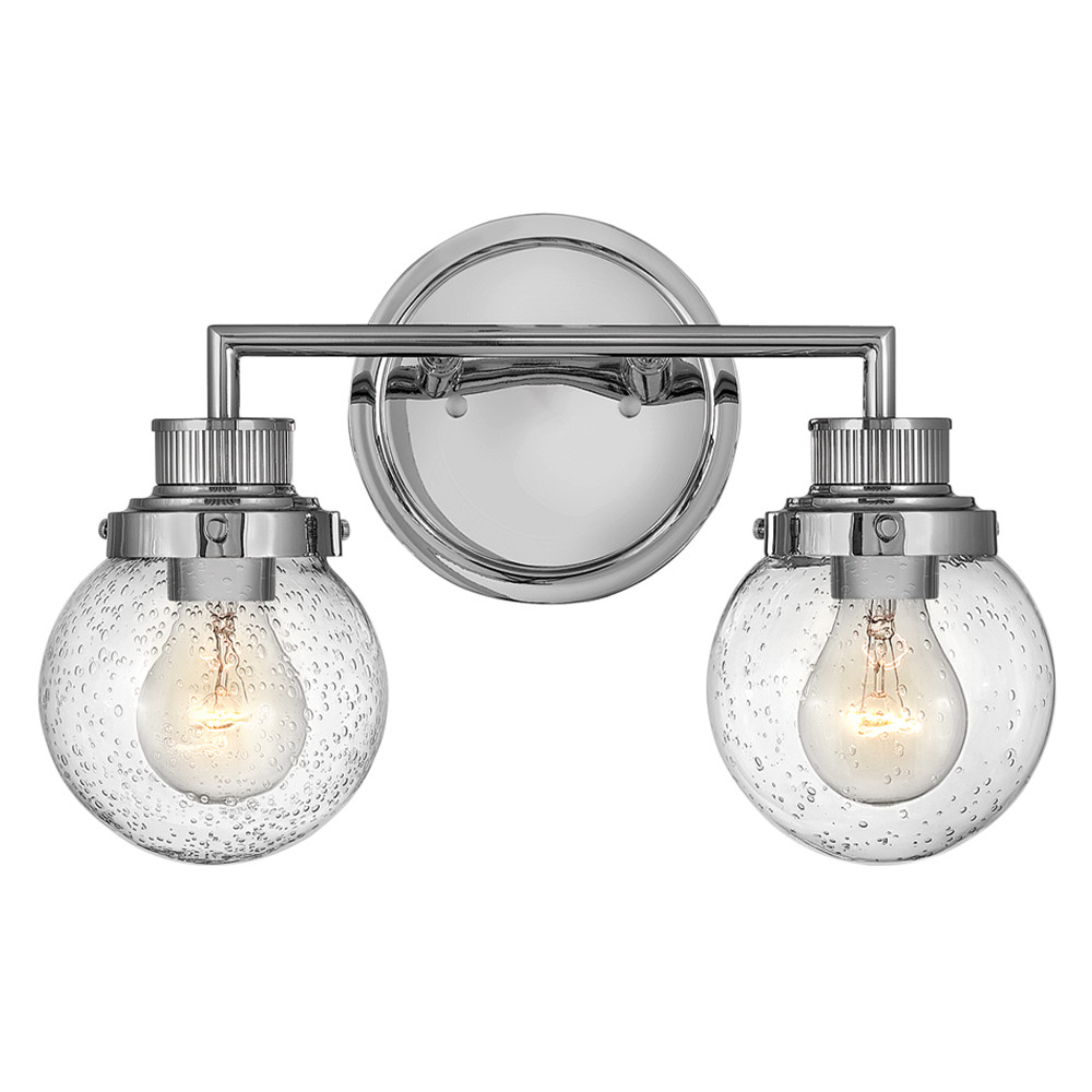 Бра для ванных комнат с прозрачным шарообразным плафоном из стекла с пузырьками на круглом основании Hinkley