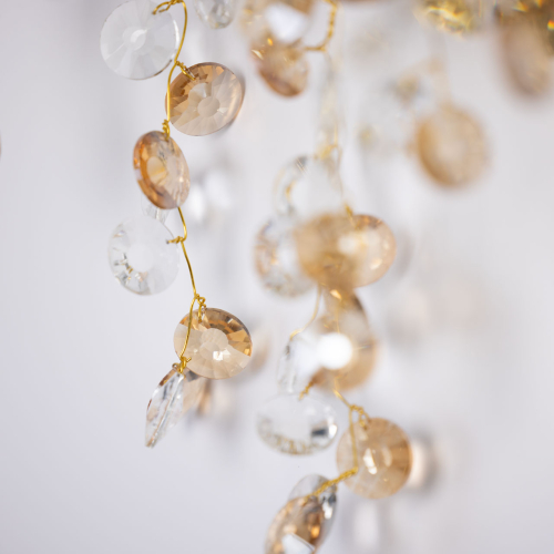 Бра золотого цвета с ветвями и прозрачными хрустальнымих подвесками Droplet Chandelier