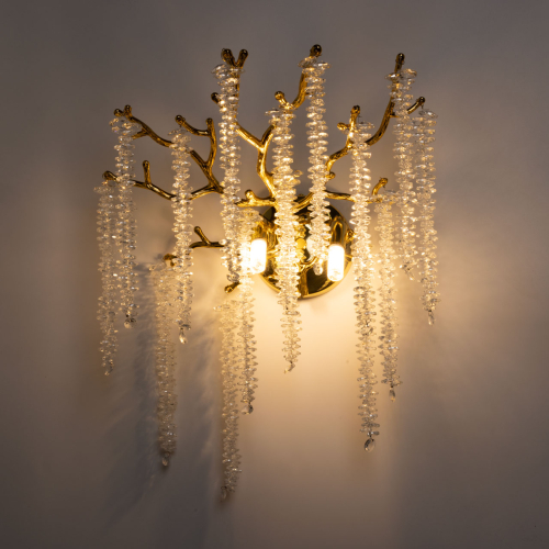 Бра золотого цвета с ветвями и хрустальными подвесками FAIRYTREE Light