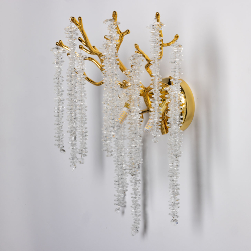Бра золотого цвета с ветвями и хрустальными подвесками FAIRYTREE Light