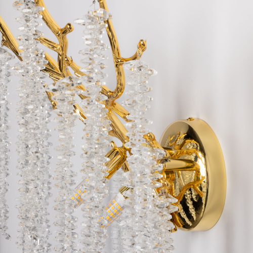 Бра золотого цвета с ветвями и хрустальными подвесками FAIRYTREE Light