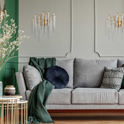 Бра золотого цвета с ветвями и хрустальными подвесками FAIRYTREE Light