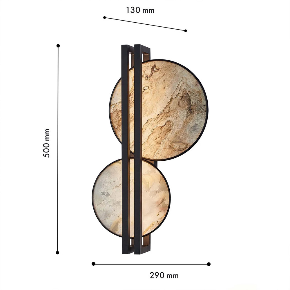 Бра из двух каменных дисков в металлической раме Constellation