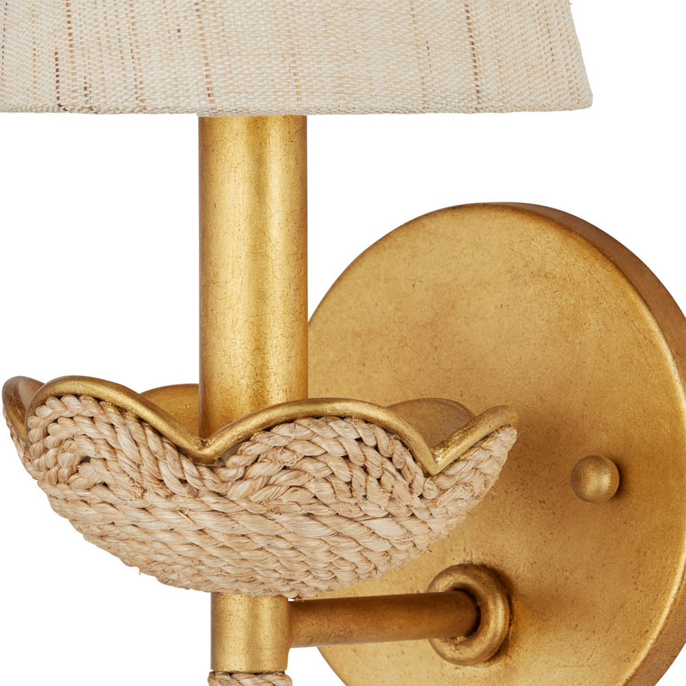 Бра из кованого железа с отделкой плетеной веревкой и сусальным золотом Parisian Style