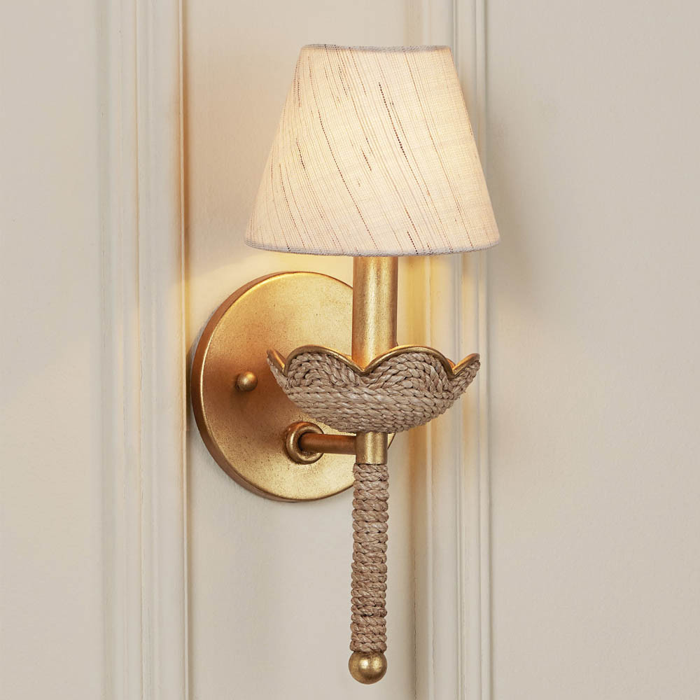 Бра из кованого железа с отделкой плетеной веревкой и сусальным золотом Parisian Style