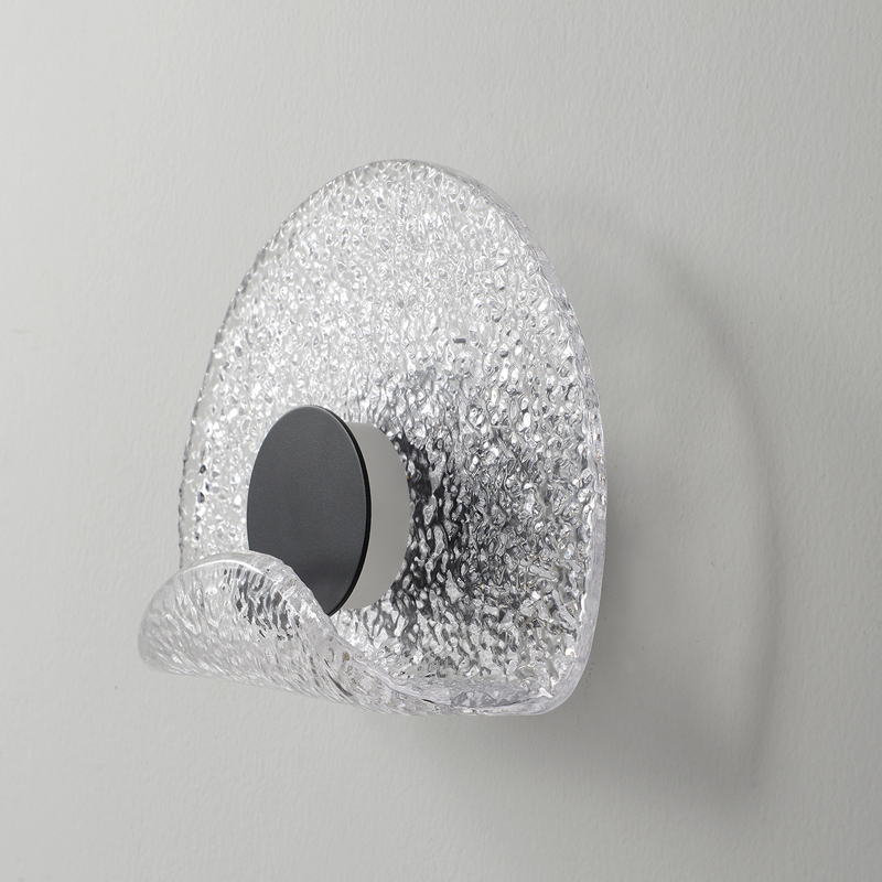 Бра из текстурированного прозрачного стекла с изогнутым краем Textured Glass