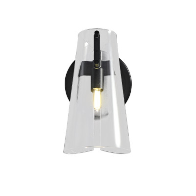 Бра конусообразной формы из прозрачного акрила и черной стали Glass Cylinder Black