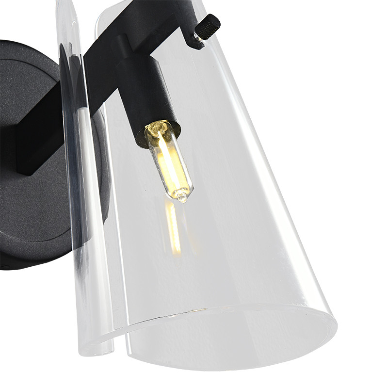 Бра конусообразной формы из прозрачного акрила и черной стали Glass Cylinder Black