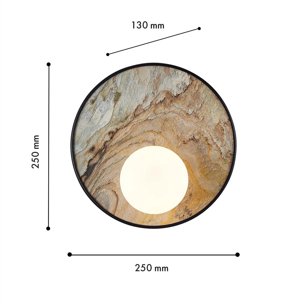 Бра круглое с каменным диском в металлической раме Sandstone Painting
