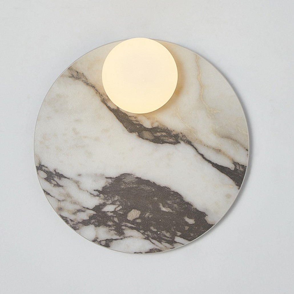 Бра круглое с каменным основанием и плафоном из стекла Shaw Marble Lighting