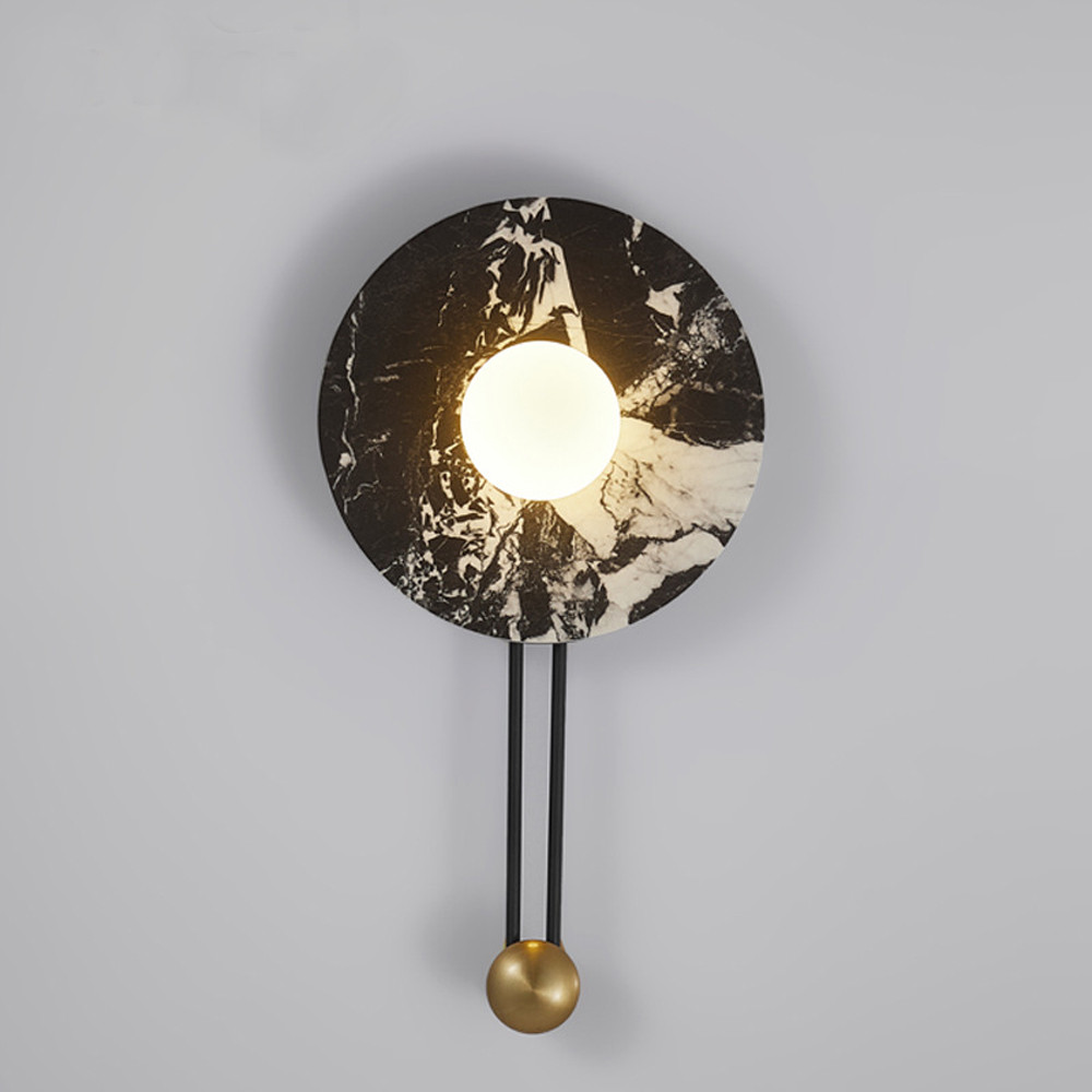 Бра круглое с каменным основанием и плафоном из стекла в форме шара Shaw Marble Lighting