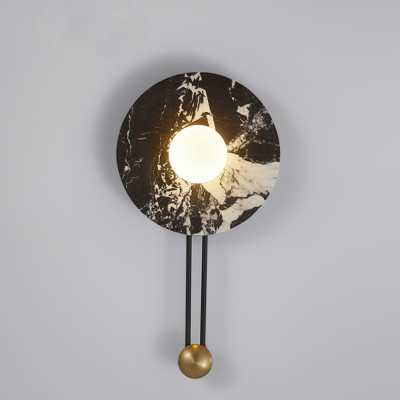 Бра круглое с каменным основанием и плафоном из стекла в форме шара Shaw Marble Lighting
