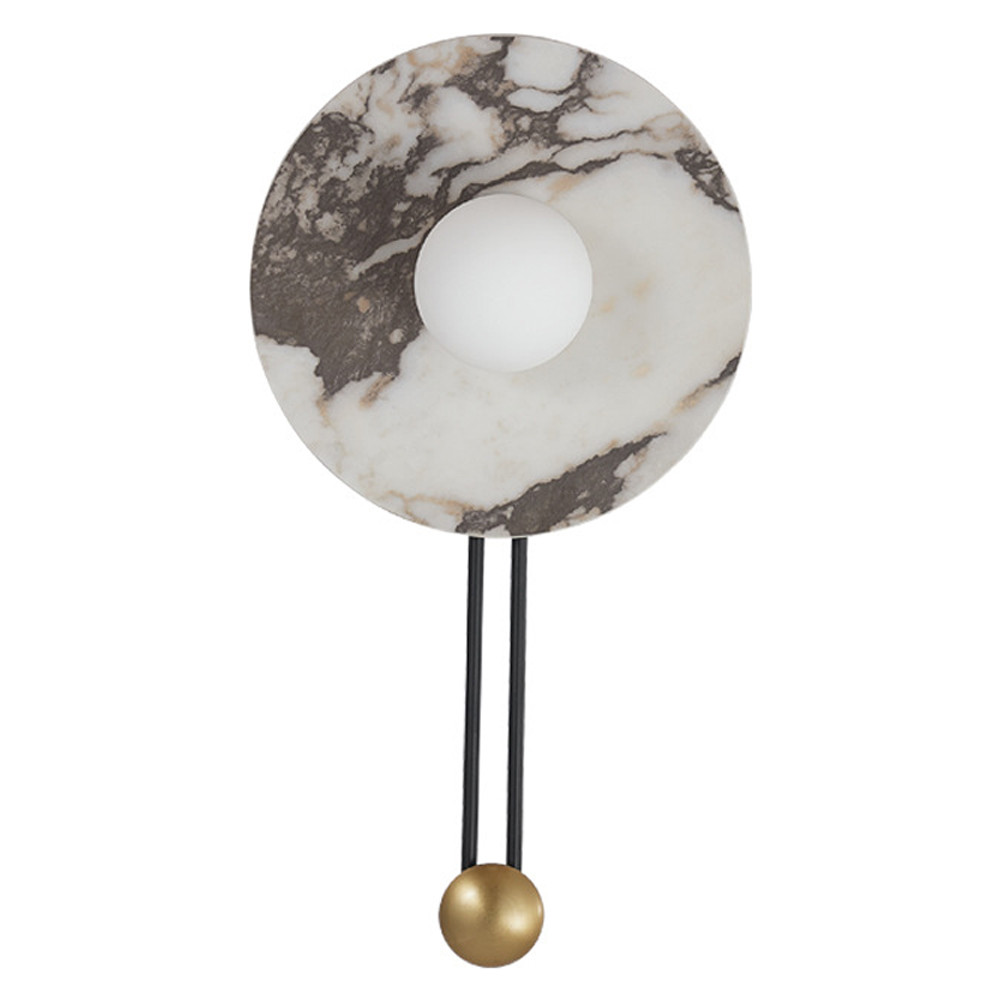 Бра круглое с каменным основанием и плафоном из стекла в форме шара Shaw Marble Lighting