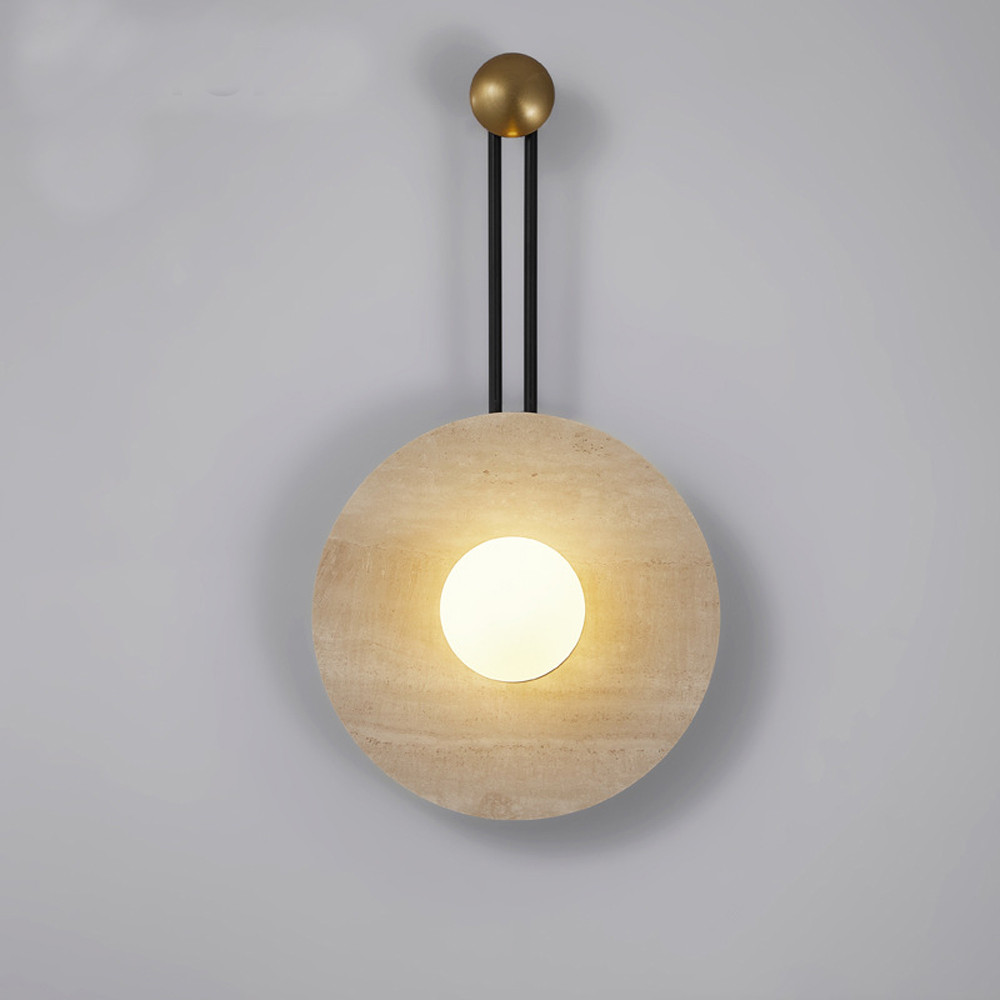 Бра круглое с каменным основанием и плафоном из стекла в форме шара Shaw Marble Lighting