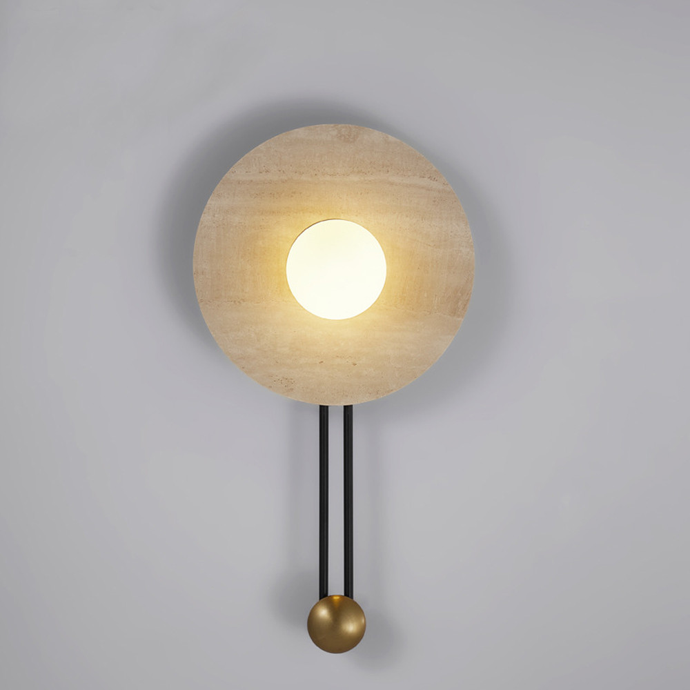 Бра круглое с каменным основанием и плафоном из стекла в форме шара Shaw Marble Lighting