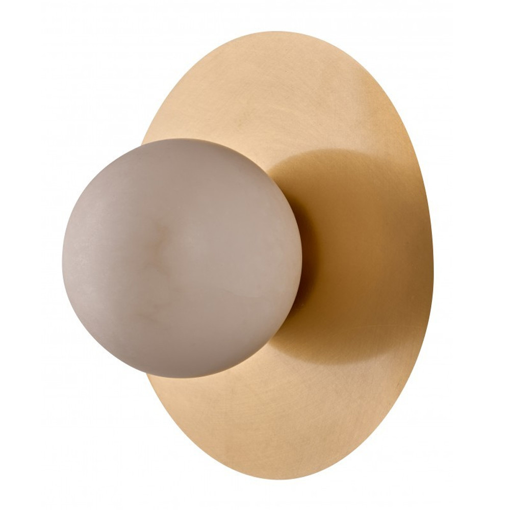 Бра круглое с плафоном из натурального камня на латунном основании Cryptocrystalline Stone