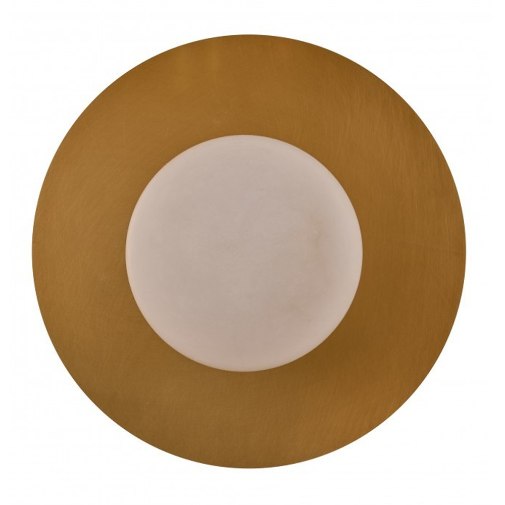 Бра круглое с плафоном из натурального камня на латунном основании Cryptocrystalline Stone