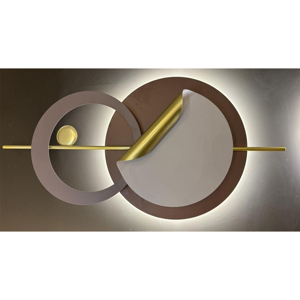 Бра круглое светодиодное в матовых оттенках коричневого и золотого цвета Kosmikos