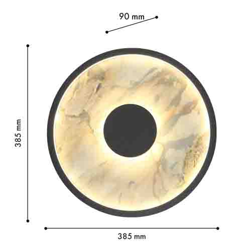 Бра круглое светодиодное с черной рамкой Stone Circle