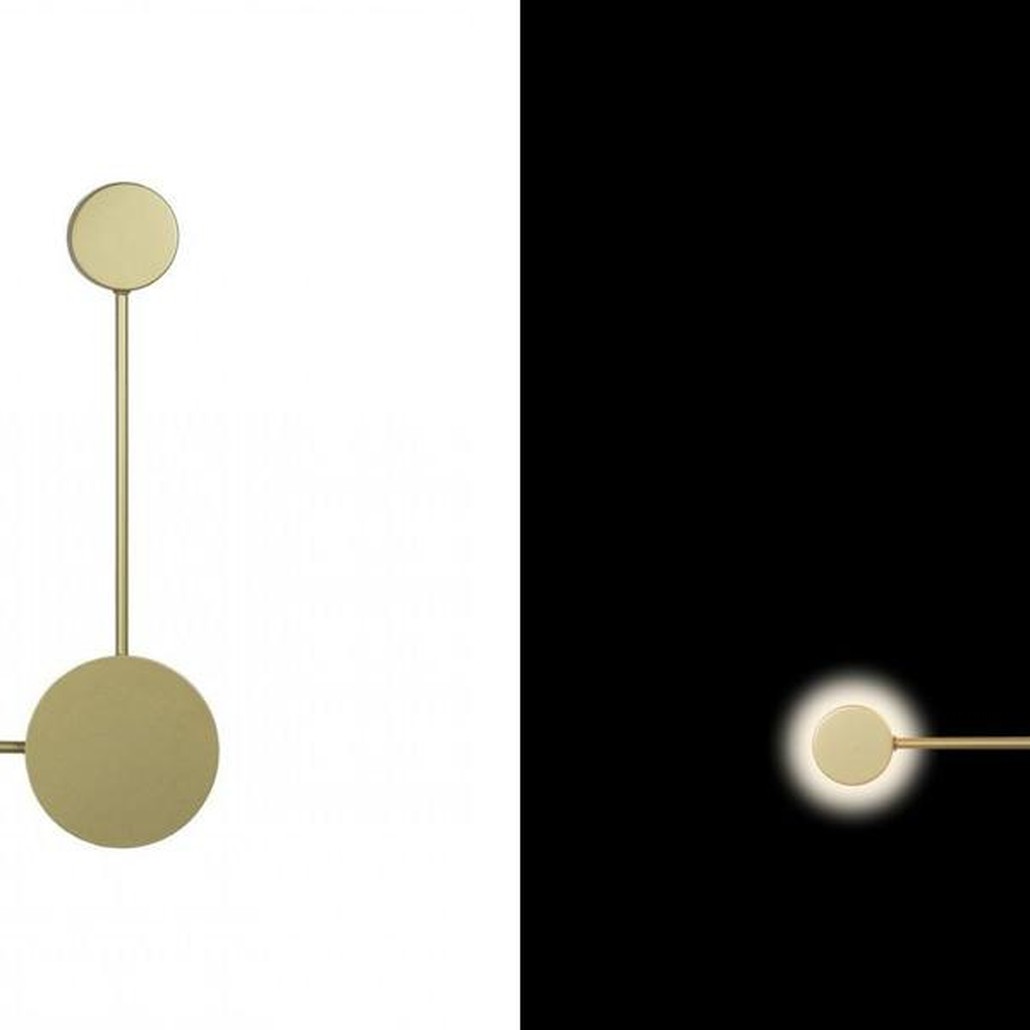 Бра Лофт Vibia Pin Wall Light 2 плафона Золотой матовый цвет